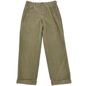 Brooks Brothers Mens 34x32 Corduroy Pants Brown Pleated Slash Pocket Cuffed Hem